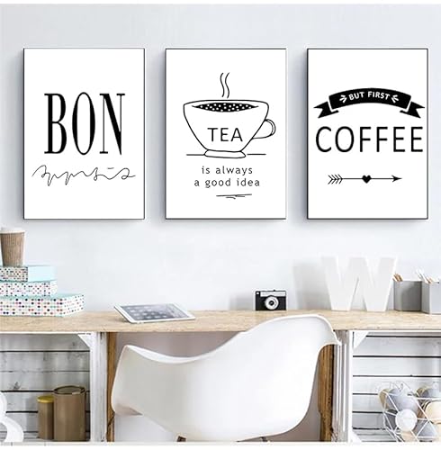 Leinwandbilder Nordic Poster Kaffee Tee Wand Kunst Malerei Zitate Minimalistische Wandbilder Küche Dekor Kein Rahmen-30x40cmX3 Leinwandbilder Nordic Poster Kaffee Tee Wand Kunst Malerei Zitate Minimalistische Wandbilder Küche Dekor Kein Rahmen-30x40cmX3 von JIANGSHANDAIYOUCAIREN