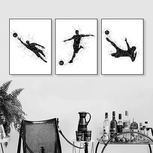 Schwarzes und weißes modernes Fußball Leinwand Malerei Abstraktes Poster Druck Wand Kunst Bilder Wohnzimmer Schlafzimmer Dekoration Kein Rahmen-B_40x50cmX3 Schwarzes und weißes modernes Fußball Leinwand Malerei Abstraktes Poster Druck Wand Kunst Bilder Wohnzimmer Schlafzimmer Dekoration Kein Rahmen-B_40x50cmX3 von JIANGSHANDAIYOUCAIREN