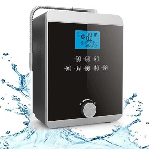 Wasserstoffreiche Wasserstoffwassermaschine, Wasserionisator und Reinigungsmaschine, alkalischer Wasserionisator PH 3–11, automatisch reinigender LCD-Touch-Wasserfilter (schwarz) von JIANGSS