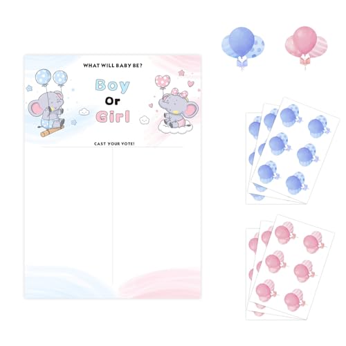 JIANGWON Gender Reveal Party Deko – Geschlechtsverkündung Baby, 1 Poster (58 x 42 cm), – Babyparty & Gender Reveal Geschenk (Ballon) von JIANGWON