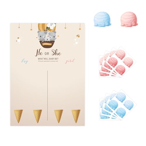 JIANGWON Gender Reveal Party Deko – Geschlechtsverkündung Baby, 1 Poster (58 x 42 cm), – Babyparty & Gender Reveal Geschenk (Eis) von JIANGWON