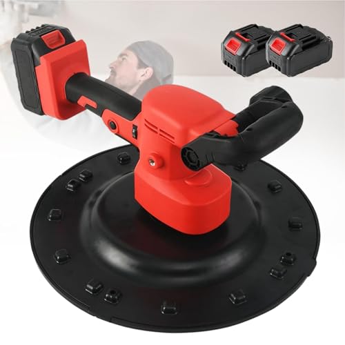 1680W Akku Zement Wandglättmaschine | Industrielle Elektrische Kelle | Für Betonmörtel 6 Einstellbare Geschwindigkeiten | Putzmaschine Handheld (Red, 2 Battery) von JIANGYUXINLI