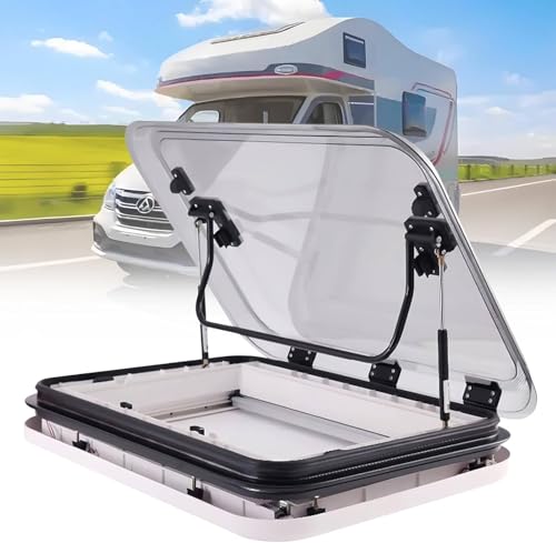 JIANGYUXINLI Wohnwagen dachluke,RV-Dachfenster mit LED,UV-Schutz + Insektenschutz,70° Öffnung & Doppelfunktion,Doppelschichtiges Hohlacrylfenster als Ersatz,für Campervan Ausbau Van Fenster Camping von JIANGYUXINLI