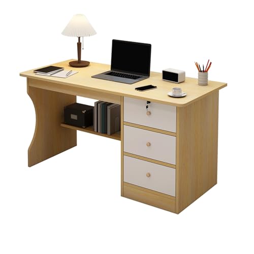 JIANGZAI Computer Tisch，DREI Schubladen mit großem Fassungsvermögen, geeignet for eine Vielzahl von Szenarien(Beige,100 * 50 * 72cm/39.4 * 19.7 * 28.3in) von JIANGZAI