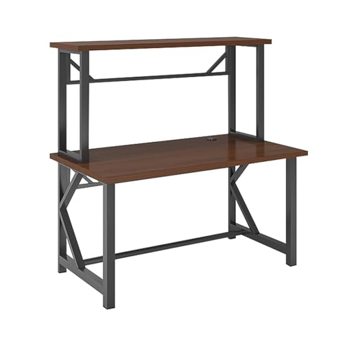 JIANGZAI Tisch，Computer Tisch，doppelschichtiges Design, breiter Desktop, geeignet for eine Vielzahl von Szenarien(Brown) von JIANGZAI