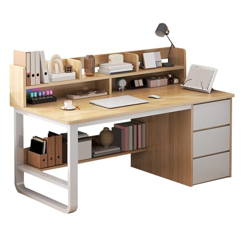 JIANGZAI Tisch，Schreibtisch，das integrierte Design von Schreibtisch und Bücherregal eignet Sich for eine Vielzahl von Szenarien(Beige,100 * 50 * 103cm/39.4 * 19.7 * 40.6in) von JIANGZAI