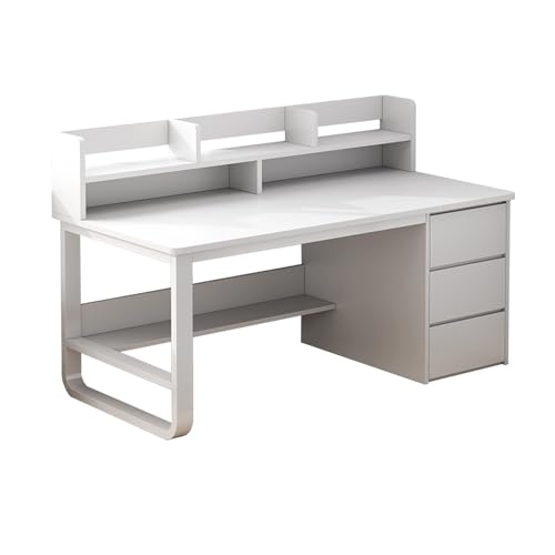 JIANGZAI Tisch，Schreibtisch，das integrierte Design von Schreibtisch und Bücherregal eignet Sich for eine Vielzahl von Szenarien(White,100 * 50 * 103cm/39.4 * 19.7 * 40.6in) von JIANGZAI