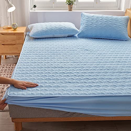 JIANINGHOME Bedding Gesteppte Matratzenauflage - Weich Mikrofaser Matratzen Topper - Matratzenschoner Unterbett auch für Boxspring-Betten,200x220,blau,sehr dick und weich von JIANINGHOME