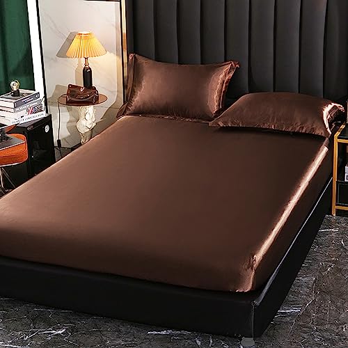 JIANINGHOME Bettlaken 180x200,Sommerbettwäsche Bettwäsche Eisseide Simulation Seidenanpassung Bettlaken Queen King Tagesdecke Matratzenschoner von JIANINGHOME