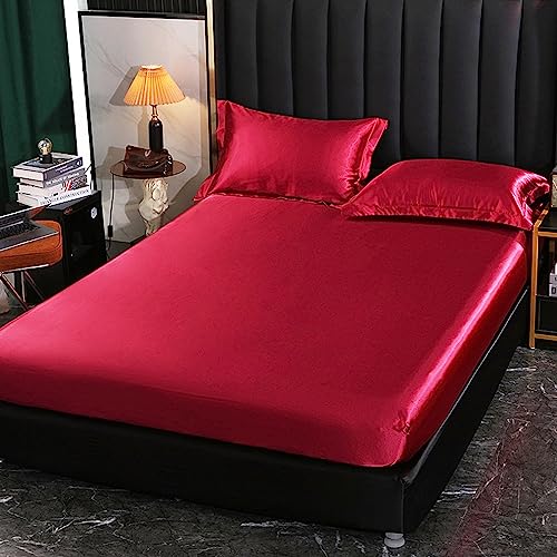 JIANINGHOME Bettlaken 180x200,Spannbetttuch atmungsaktiver Stoff,Eisseide-Feste Farbblätter, rutschfeste Schutzhülle, Apartment-Schlafzimmer Doppelkönig-Größe von JIANINGHOME