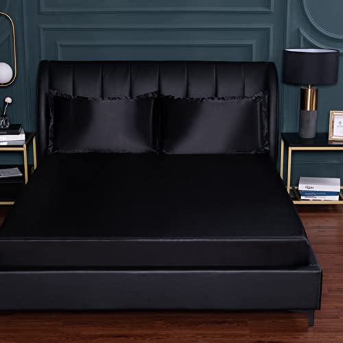 JIANINGHOME Spannbettlaken 200x220cm, Satin Bettlaken Glanz-Satin Leintuch Seide Shining Spannbetttuch Uni Spannleintuch für Hohe Matratze JIANINGHOME Spannbettlaken 200x220cm, Satin Bettlaken Glanz-Satin Leintuch Seide Shining Spannbetttuch Uni Spannleintuch für Hohe Matratze von JIANINGHOME