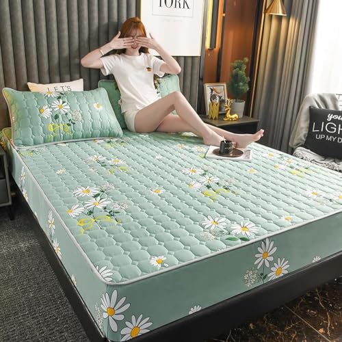 JIANINGHOME Weiches strapazierfähiges Spannbettlaken 200x220,Gesteppte Bettlaken, All-Inclusive-Tagesdecke, Rutschfester Matratzenschoner von JIANINGHOME