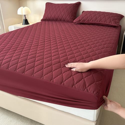 JIANINGHOME wasserdichte Spannbettlaken 180x220,Matratzen-Bett-Schoner mit Spannumrandung|Auch für Boxspring-Betten von JIANINGHOME