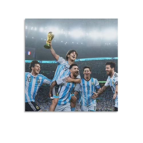 JIANJIE Messi Argentinian Football Champion Poster Comemorate Dream Come True (3) Poster Druck Kunst Wandbild Leinwand Poster von JIANJIE