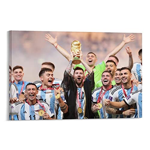 JIANJIE Messi Argentinien Weltmeister Accept The Award Poster (2) Leinwand Malerei Poster Wandkunst Deko Bild P von JIANJIE