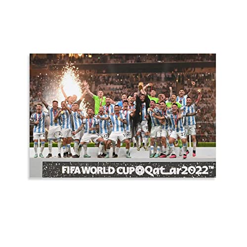 JIANJIE Messi Argentinien Weltmeister Accept The Award Poster Leinwand Malerei Poster Wandkunst Dekorativer Bild Druck von JIANJIE