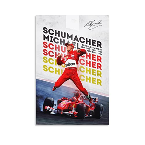 JIANJIE Michael Schumacher Greatest Racer Art Poster Inspirational Autogramm Poster Leinwand Poster Wandkunst Bild Drucke Hangin von JIANJIE