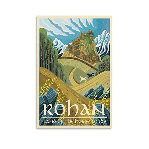 JIANJIE Vintage-Reiseposter Herr der Ringe, Filmposter Rohan, Malerei, Leinwand, Wandkunst, Wohnzimmer, Poster, Gemälde, 60 x 90 cm von JIANJIE