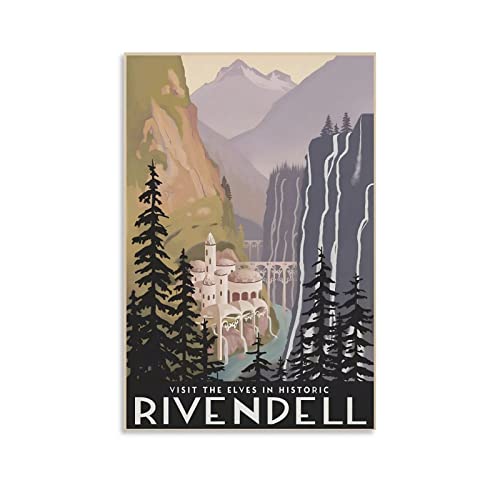 JIANJIE Vintage-Reiseposter "Herr der Ringe", Filmposter Rivendell 3, Posterdruck, Kunst, Wandbild, Leinwand, Poster, moderne Schlafzimmerdekoration, 40 x 60 cm von JIANJIE