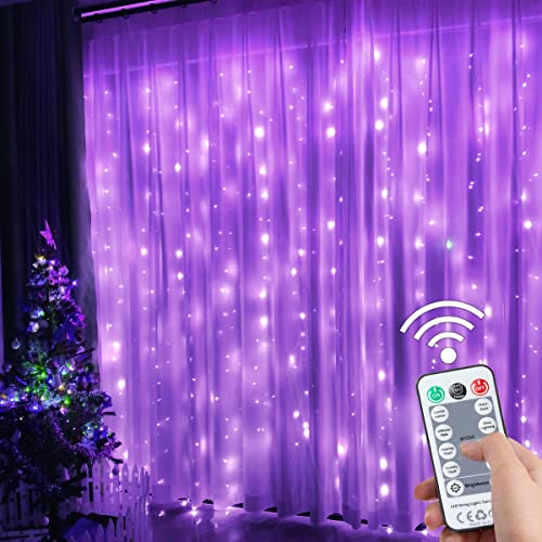 JIANNZT LED Lichtervorhang, 3x3M 300 LEDs USB Lichterkette Vorhang Dimmbar 8 Modi mit Fernbedienung und Timer, Lichterkette Gardine für Weihnachten Zimmer Hochzeit Party Innen und Außen Deko von JIANNZT