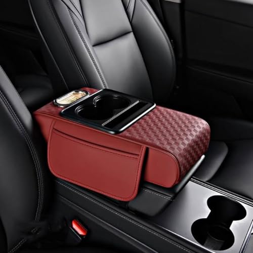 JIANXKILB Auto-Armlehnen-Kissen für Jeep Commander 2021 2022 2023 2024 2025, PU Leder Multifunktionales Auto Armlehnen Auflage Armlehnen-aufbewahrung Abdeckung,F von JIANXKILB