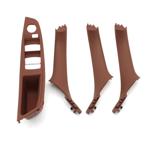JIANYISR Auto Griff Innentür 4PCS LHD Innen Links Rechts Türgriff Kit Für 5 Serie F10 F11 520i 523i 525i 528i 530i 51417225867 51417225865(LHD Redbrown Set) von JIANYISR