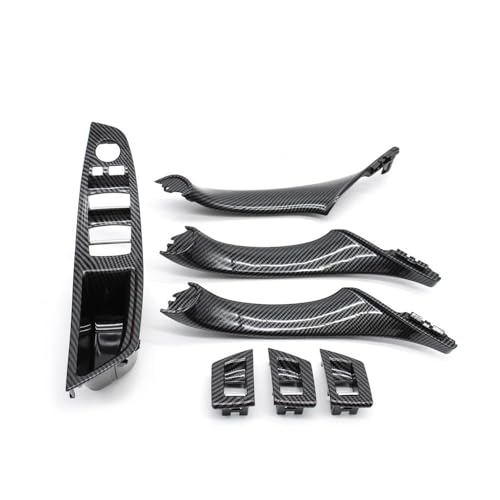 JIANYISR Auto Griff Innentür LHD RHD Carbon Faser Auto Innen Tür Armlehne Pull Griff Panel Trim Set Für 5 Serie F10 F11 520i 523i 525i 528i 530i 535i(LHD Inner Handle Set) von JIANYISR