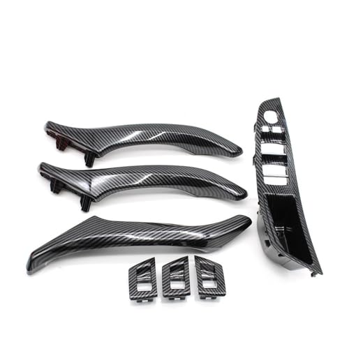JIANYISR Auto Griff Innentür LHD RHD Carbon Faser Auto Innen Tür Armlehne Pull Griff Panel Trim Set Für 5 Serie F10 F11 520i 523i 525i 528i 530i 535i(RHD Assembly Set) von JIANYISR