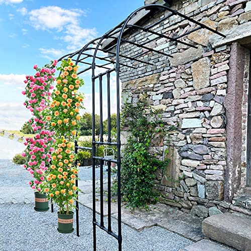 Halbseitiger Gartenbogen, an der Wand befestigter Rosenbogen aus Metall, Halbrunder Torbogen Rankhilfe Pergola Rankgitter, für Rasen/Hinterhof/Terrasse Kletterrosenpflanzen ( Color : Nero , Size : 3.7 von JIAOCKJIAO