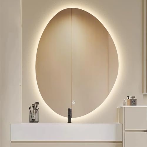 JIAOCKJIAO Ovaler Wandspiegel Lichtspiegel Badspiegel mit Beleuchtung, Kosmetikspiegel Beschlagfreier Beleuchtet Badezimmer-Duschspiegel, Dekorativer Rahmenlos, for Wohnzimmer, Schlafzimmer (Size : 1 von JIAOCKJIAO