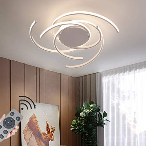 Dimmbare LED-Deckenleuchte Moderne Spiral-Blumen-Form- Deckenlampe Aluminium Kronleuchter Esszimmerlampe Wohnzimmer Schlafzimmer Deckenlicht Mit Fernbedienung [Energieklasse A ++],Weiß,Ø56CM/72W von JIAODIE