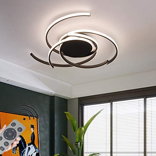 JIAODIE Dimmbare LED-Deckenleuchte Moderne Spiral-Blumen-Form- Deckenlampe Aluminium Kronleuchter Esszimmerlampe Wohnzimmer Schlafzimmer Deckenlicht Mit Fernbedienung (Schwarz, Ø56CM/72W) von JIAODIE