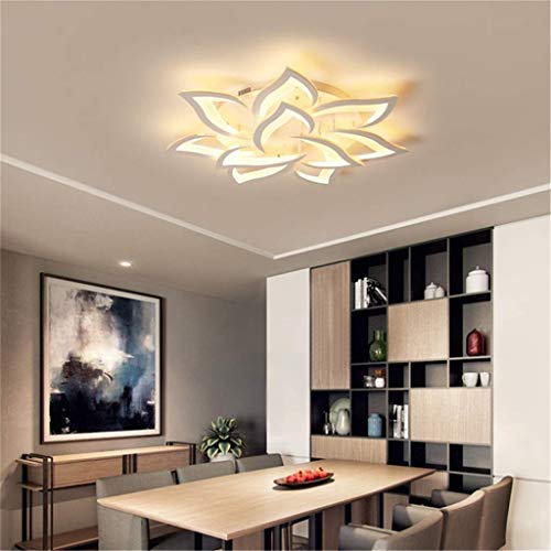 JIAODIE LED-Deckenleuchte Moderne Dimmbare Mit Fernbedienung Deckenlampe Kreative Blumenform Design Metall Acryl Blütenblätter Esszimmerlamp Schlafzimmer Wohnzimmer Deckenlicht(10heads/Ø85CM) von JIAODIE