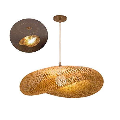 Vintage Weben Kronleuchter Natürlichen Bambus Und Rattan Gewebt Hängeleuchten Kreative Retro Südostasien Strohhut Deckenleuchte Einstellbar E27 Schlafzimmer Wohnzimmer Esszimmer Hängelampe,Ø50cm von JIAODIE