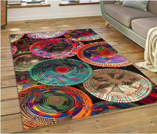 JIAOJING Äthiopien Bunte Blume Gewebte Kunst Körbe Teppich Für Wohnzimmer Schlafzimmer Wohnkultur, rutschfest Für Sofa Fußmatte 120X160Cm JIAOJING Äthiopien Bunte Blume Gewebte Kunst Körbe Teppich Für Wohnzimmer Schlafzimmer Wohnkultur, rutschfest Für Sofa Fußmatte 120X160Cm von JIAOJING