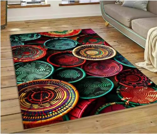 JIAOJING Äthiopien Bunte Blume Gewebte Kunst Körbe Teppich Für Wohnzimmer Schlafzimmer Wohnkultur, rutschfest Für Sofa Fußmatte 160X230Cm JIAOJING Äthiopien Bunte Blume Gewebte Kunst Körbe Teppich Für Wohnzimmer Schlafzimmer Wohnkultur, rutschfest Für Sofa Fußmatte 160X230Cm von JIAOJING
