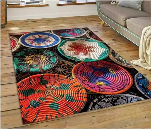 JIAOJING Äthiopien Bunte Blume Gewebte Kunst Körbe Teppich Für Wohnzimmer Schlafzimmer Wohnkultur, rutschfest Für Sofa Fußmatte 160X280Cm JIAOJING Äthiopien Bunte Blume Gewebte Kunst Körbe Teppich Für Wohnzimmer Schlafzimmer Wohnkultur, rutschfest Für Sofa Fußmatte 160X280Cm von JIAOJING