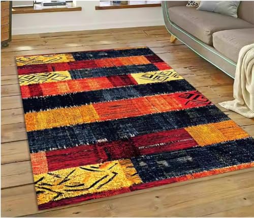 JIAOJING Äthiopien Bunte Blume Gewebte Kunst Körbe Teppich Für Wohnzimmer Schlafzimmer Wohnkultur, rutschfest Für Sofa Fußmatte 60X90Cm JIAOJING Äthiopien Bunte Blume Gewebte Kunst Körbe Teppich Für Wohnzimmer Schlafzimmer Wohnkultur, rutschfest Für Sofa Fußmatte 60X90Cm von JIAOJING