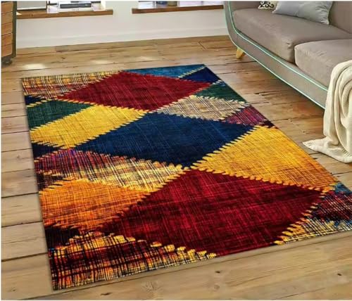 JIAOJING Äthiopien Bunte Blume Gewebte Kunst Körbe Teppich Für Wohnzimmer Schlafzimmer Wohnkultur, rutschfest Für Sofa Fußmatte 80X150Cm JIAOJING Äthiopien Bunte Blume Gewebte Kunst Körbe Teppich Für Wohnzimmer Schlafzimmer Wohnkultur, rutschfest Für Sofa Fußmatte 80X150Cm von JIAOJING