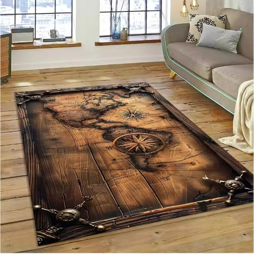 JIAOJING Ancient Navigation Maps Compasses Carpets Living Room Carpet Skid Resistant Rug Washroom Floor Mat 140X200Cm JIAOJING Ancient Navigation Maps Compasses Carpets Living Room Carpet Skid Resistant Rug Washroom Floor Mat 140X200Cm von JIAOJING