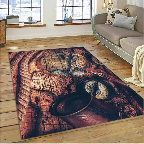 JIAOJING Antike Navigationskarten Kompasse Teppiche Wohnzimmer Rutschfester Teppich Waschraum Bodenmatte 140X200Cm JIAOJING Antike Navigationskarten Kompasse Teppiche Wohnzimmer Rutschfester Teppich Waschraum Bodenmatte 140X200Cm von JIAOJING