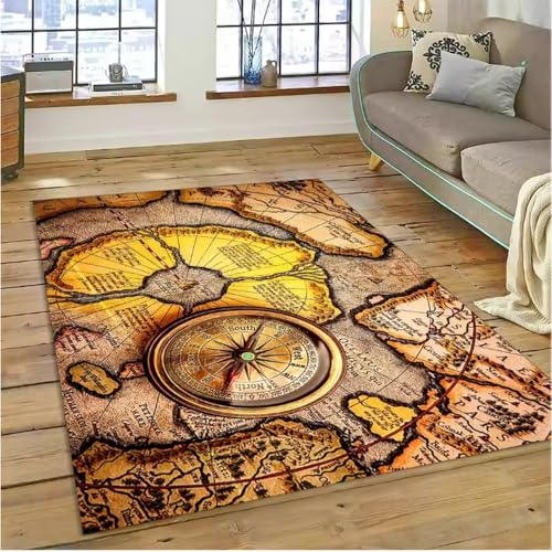 JIAOJING Antike Navigationskarten Kompasse Teppiche Wohnzimmer Rutschfester Teppich Waschraum Bodenmatte 160X280Cm JIAOJING Antike Navigationskarten Kompasse Teppiche Wohnzimmer Rutschfester Teppich Waschraum Bodenmatte 160X280Cm von JIAOJING