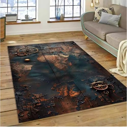 JIAOJING Antike Navigationskarten Kompasse Teppiche Wohnzimmer Rutschfester Teppich Waschraum Bodenmatte 80X150Cm JIAOJING Antike Navigationskarten Kompasse Teppiche Wohnzimmer Rutschfester Teppich Waschraum Bodenmatte 80X150Cm von JIAOJING