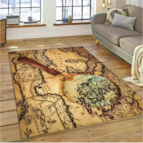 JIAOJING Antike Navigationskarten Kompasse Teppiche Wohnzimmer Rutschfester Teppich Waschraum Bodenmatte 80X150Cm JIAOJING Antike Navigationskarten Kompasse Teppiche Wohnzimmer Rutschfester Teppich Waschraum Bodenmatte 80X150Cm von JIAOJING