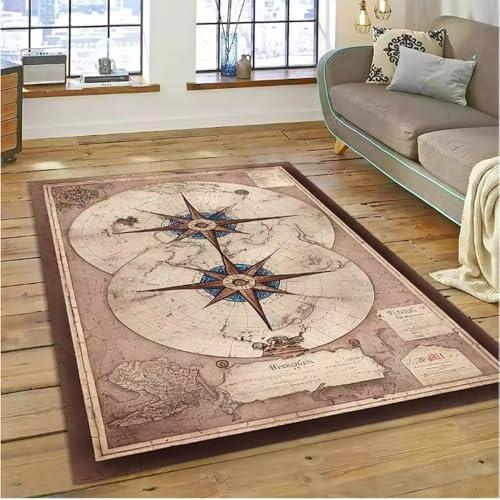 JIAOJING Antikes Navigationskarten Kompasse Teppiche Wohnzimmer Rutschfester Teppich Waschraum Bodenmatte 160X230Cm JIAOJING Antikes Navigationskarten Kompasse Teppiche Wohnzimmer Rutschfester Teppich Waschraum Bodenmatte 160X230Cm von JIAOJING