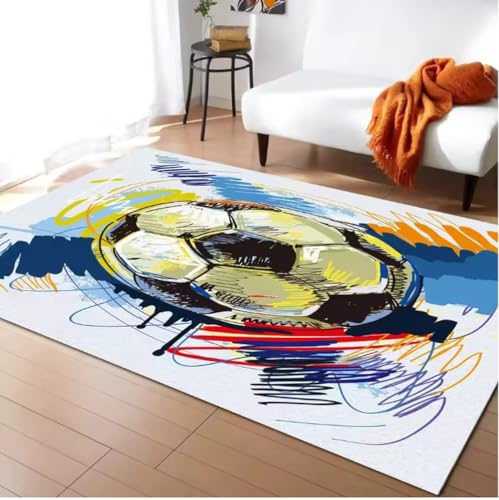 JIAOJING Ballspiel Fußball Bedruckter Teppich Schlafzimmer Neben Bodenmatte Moderner Rutschfester Salon-Sofa-Boden-Dekor-Teppich 140X200Cm JIAOJING Ballspiel Fußball Bedruckter Teppich Schlafzimmer Neben Bodenmatte Moderner Rutschfester Salon-Sofa-Boden-Dekor-Teppich 140X200Cm von JIAOJING