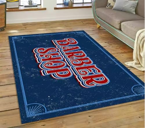 JIAOJING Barber Shop Logo Skull VintagTeppich Für Schlafzimmer Wohnzimmer Home Sofa Dekoration Dekor Bodenmatte 160X280Cm von JIAOJING