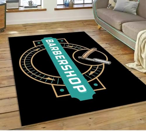 JIAOJING Barber Shop Skull Vintage Teppich Für Schlafzimmer Wohnzimmer Home Sofa Dekoration Spiel Dekor Bodenmatte 80X120Cm von JIAOJING