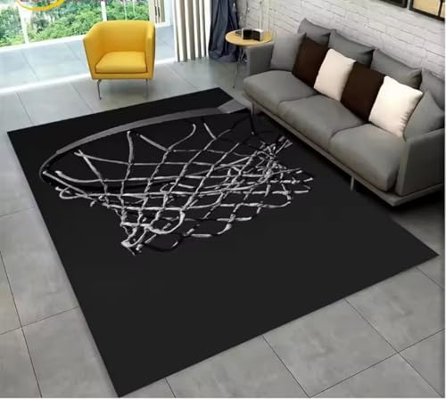 JIAOJING Basketball Cartoon Teppich Indoor rutschfeste Fußmatte Boden Teppich Schlafzimmer Accessoires Dekoration Requisiten Outdoor Dekor Matte 80X120Cm von JIAOJING