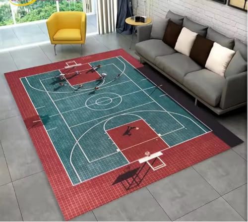 JIAOJING Basketball Cartoon Teppich Indoor rutschfeste Fußmatte Boden Teppich Schlafzimmer Accessoires Dekoration Requisiten Outdoor Dekor Matte 80X120Cm von JIAOJING
